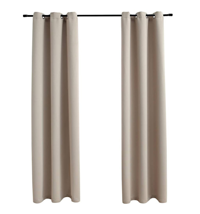 Rideaux occultants avec anneaux 2 pièces Beige 97x160 cm Tissu | Mobilier & Déco