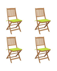 Chaises pliables de jardin lot de 4 avec coussins Bois d'acacia | Mobilier & Déco