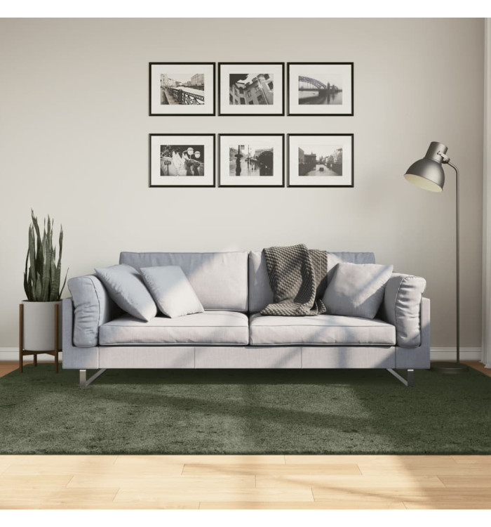 Tapis HUARTE à poils courts doux lavable vert forêt 160x230 cm | Mobilier & Déco