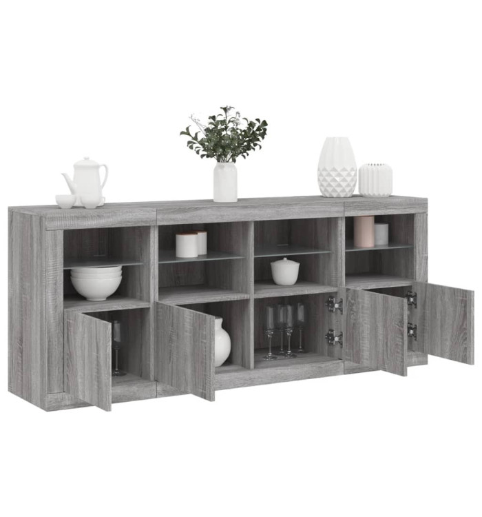 Buffet avec lumières LED sonoma gris 163x37x67 cm | Mobilier & Déco