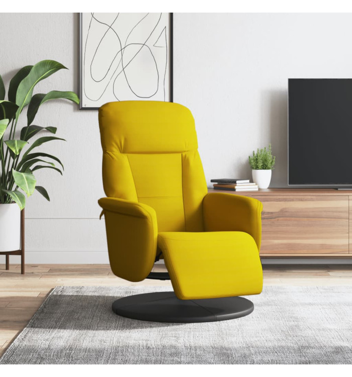Fauteuil inclinable avec repose-pied jaune velours | Mobilier & Déco
