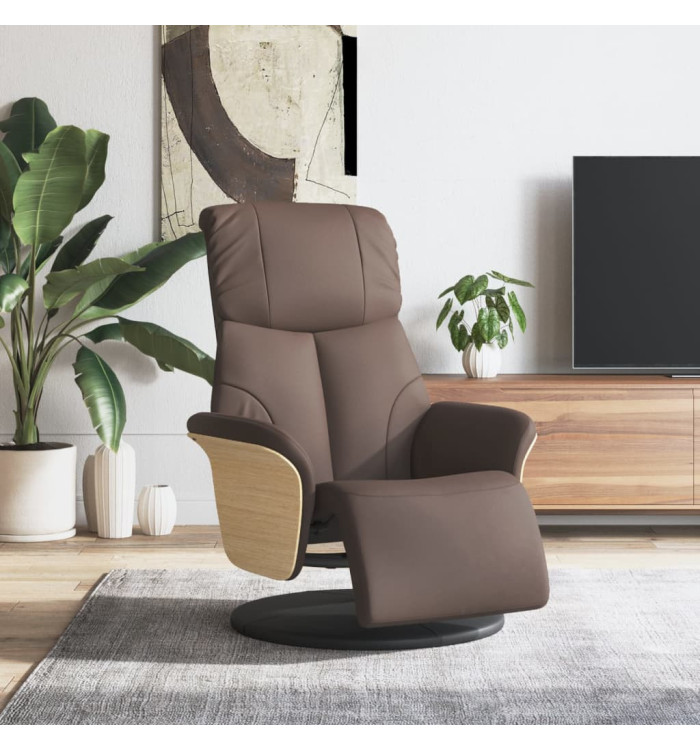 Fauteuil inclinable avec repose-pieds marron similicuir | Mobilier & Déco