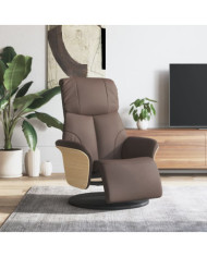 Fauteuil inclinable avec repose-pieds marron similicuir | Mobilier & Déco