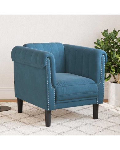 Fauteuil bleu velours | Mobilier & Déco