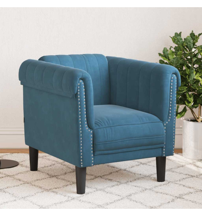 Fauteuil bleu velours | Mobilier & Déco