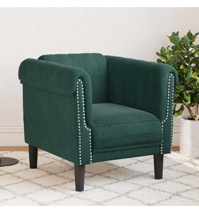 Fauteuil vert foncé velours | Mobilier & Déco