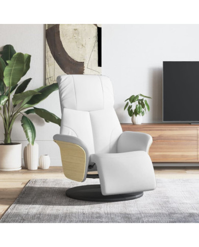 Fauteuil inclinable avec repose-pieds blanc similicuir | Mobilier & Déco