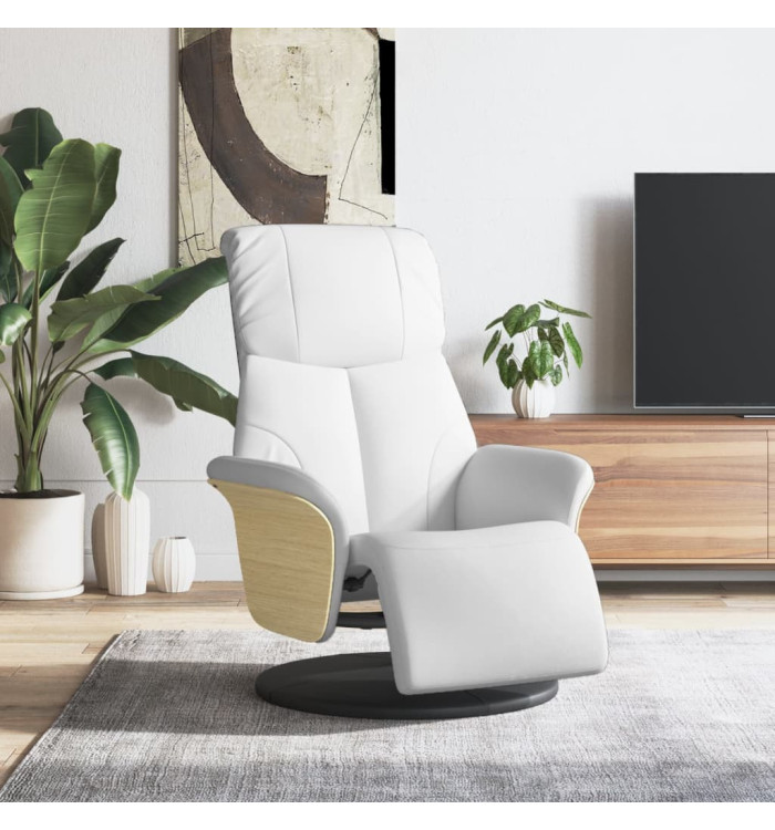 Fauteuil inclinable avec repose-pieds blanc similicuir | Mobilier & Déco