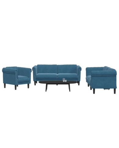 Ensemble de canapés 3 pcs bleu velours | Mobilier & Déco