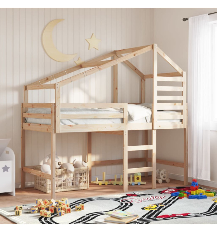 Lit superposé avec échelle et toit sans matelas 80x200 cm | Mobilier & Déco