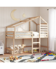 Lit superposé avec échelle et toit sans matelas 80x200 cm | Mobilier & Déco