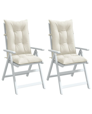 Coussins de chaise à dossier haut lot de 2 crème mélangé tissu | Mobilier & Déco