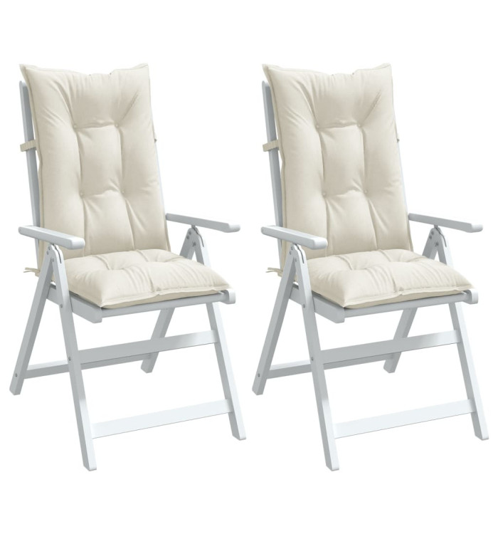 Coussins de chaise à dossier haut lot de 2 crème mélangé tissu | Mobilier & Déco
