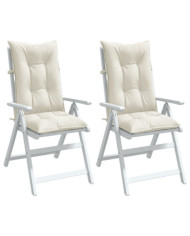 Coussins de chaise à dossier haut lot de 2 crème mélangé tissu | Mobilier & Déco