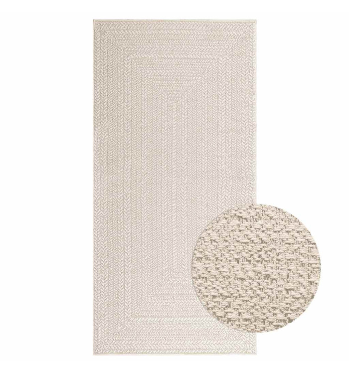 Tapis ZIZUR crème 100x200 cm aspect de jute intérieur extérieur | Mobilier & Déco