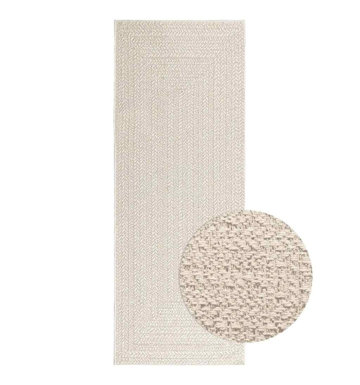 Tapis ZIZUR crème 80x200 cm aspect de jute intérieur extérieur | Mobilier & Déco