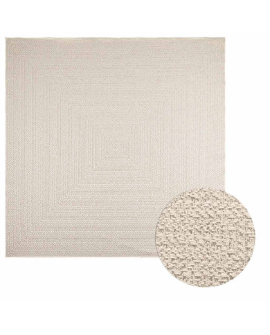 Tapis ZIZUR crème 240x240 cm aspect de jute intérieur extérieur | Mobilier & Déco