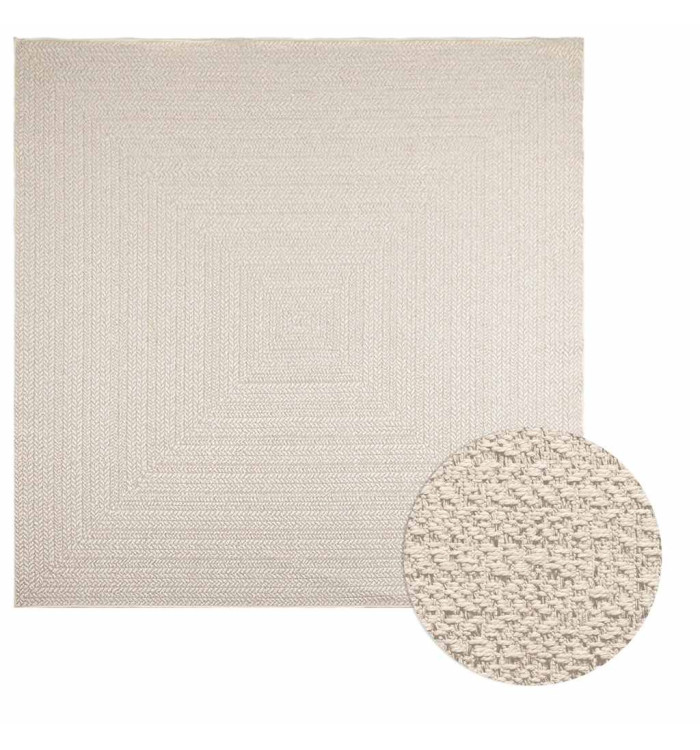Tapis ZIZUR crème 240x240 cm aspect de jute intérieur extérieur | Mobilier & Déco