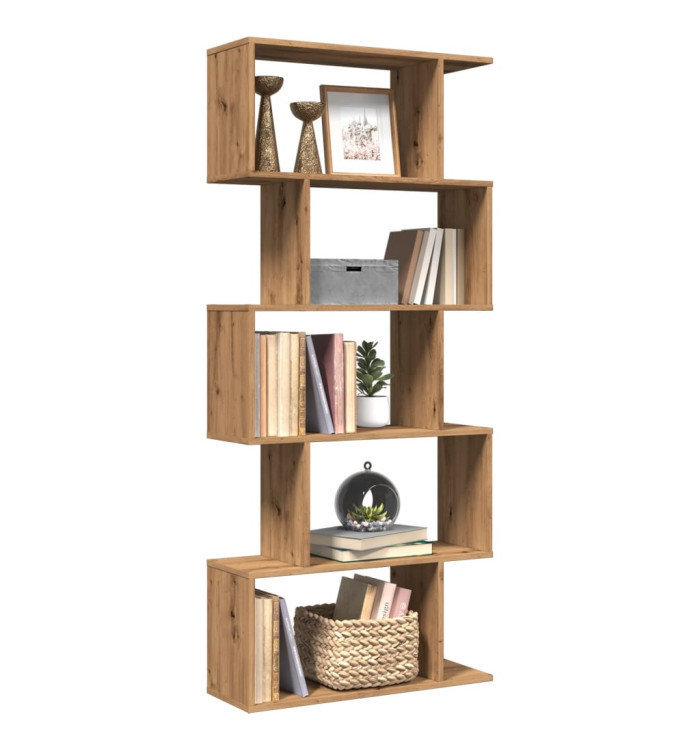 Étagère séparatrice de pièce à 5 niveaux chêne artisanal | Mobilier & Déco