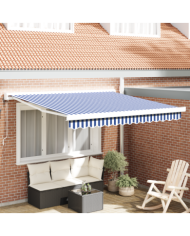 Store Rétractable Automatique Bleu et Blanc 300x250 cm | Mobilier & Déco