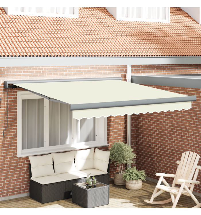 Auvent rétractable manuel crème 300x250 cm | Mobilier & Déco