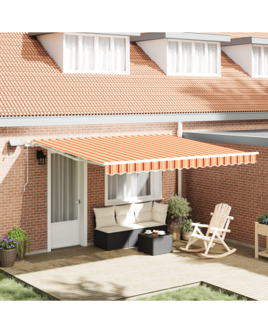 Store Rétractable Manuel avec LED Jaune et Orange 400x300 cm | Mobilier & Déco