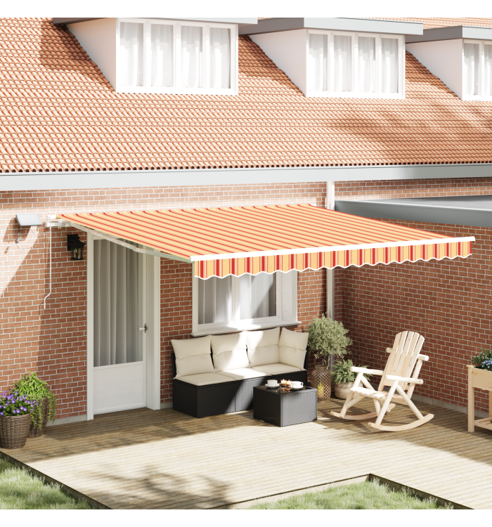 Store Rétractable Manuel avec LED Jaune et Orange 400x300 cm | Mobilier & Déco