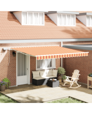 Store Rétractable Manuel avec LED Jaune et Orange 400x300 cm | Mobilier & Déco