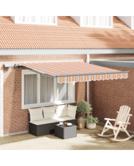 Auvent Rétractable Manuel avec Rayure Multicolore LED 350x250 cm | Mobilier & Déco