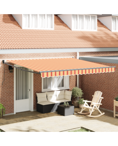 Store rétractable manuel jaune et orange 400x300 cm | Mobilier & Déco