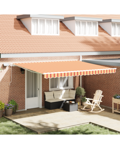 Store rétractable manuel avec LED jaune et orange, 450x300 cm | Mobilier & Déco