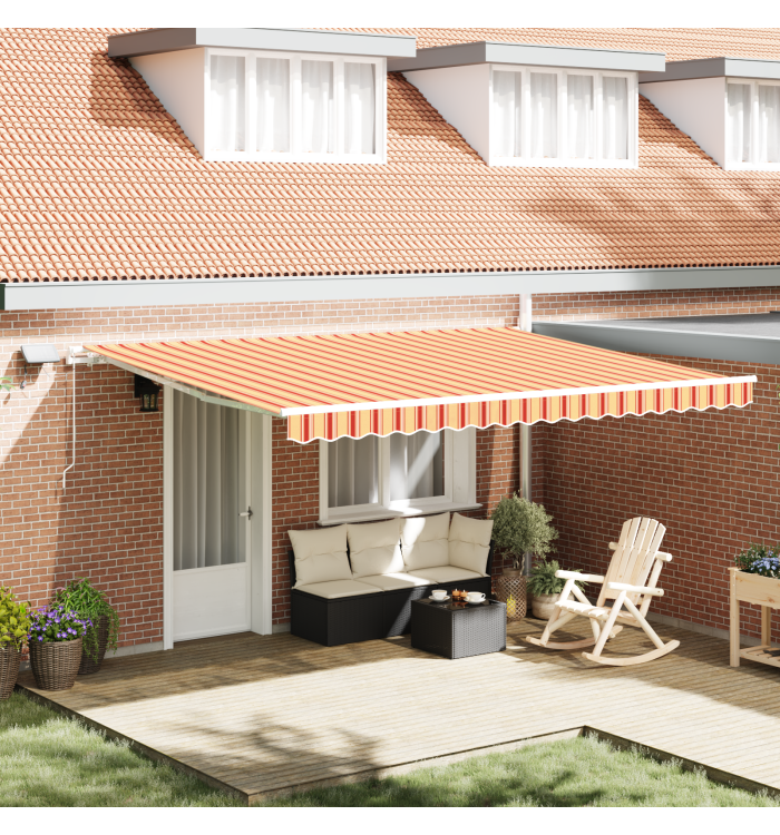 Store rétractable manuel avec LED jaune et orange, 450x300 cm | Mobilier & Déco