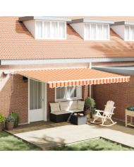 Store rétractable manuel avec LED jaune et orange, 450x300 cm | Mobilier & Déco