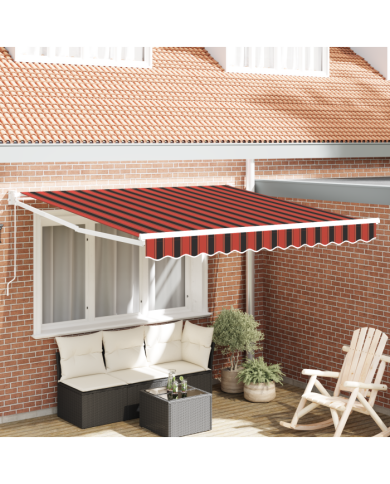 Store rétractable manuel orange et marron 350x250 cm | Mobilier & Déco