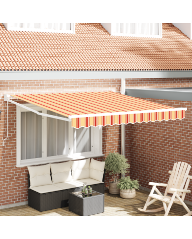 Store rétractable manuel jaune et orange 300x250 cm | Mobilier & Déco