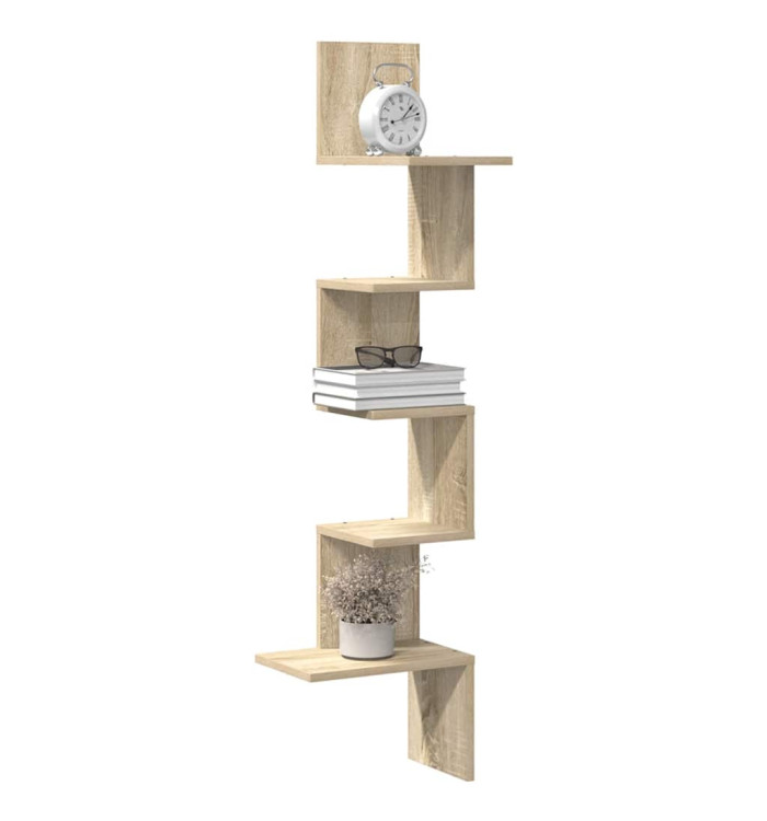 Étagère d'angle murale chêne sonoma bois d'ingénierie | Mobilier & Déco