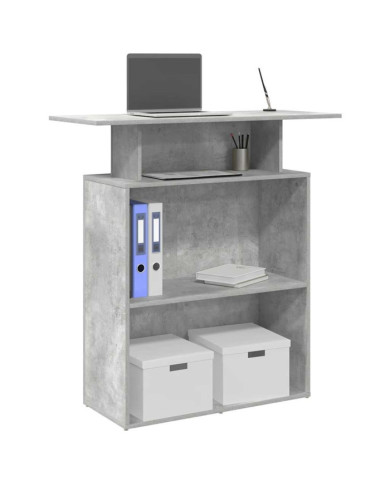 Bureau de réception gris béton 100x40x104 bois d'ingénierie | Mobilier & Déco