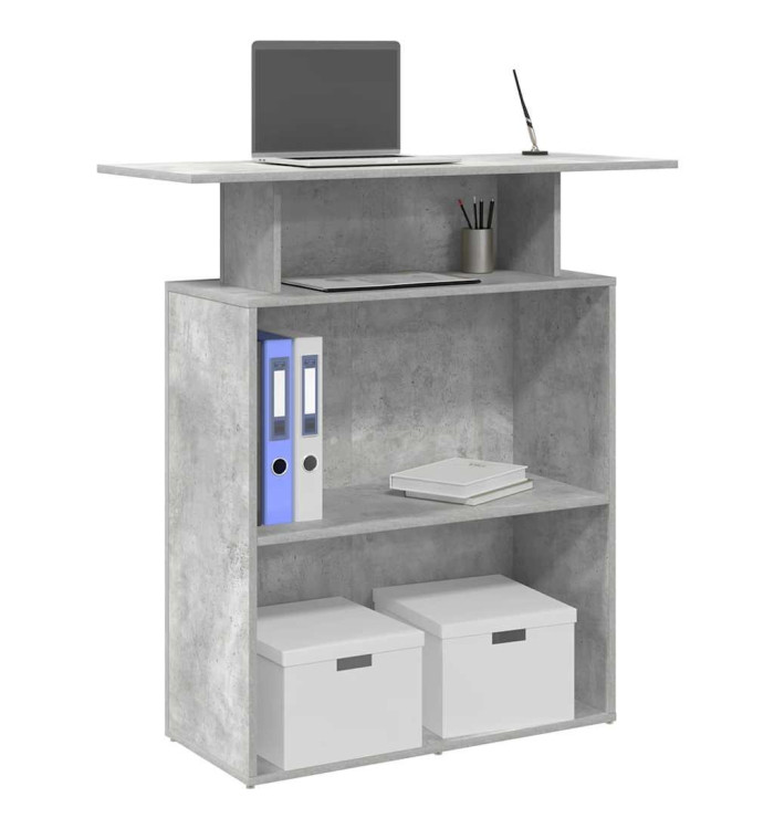 Bureau de réception gris béton 100x40x104 bois d'ingénierie | Mobilier & Déco