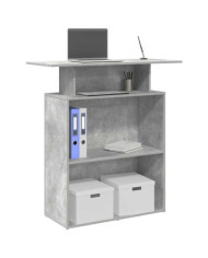 Bureau de réception gris béton 100x40x104 bois d'ingénierie | Mobilier & Déco