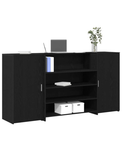 Bureau de réception chêne noir 200x50x103,5cm bois d'ingénierie | Mobilier & Déco