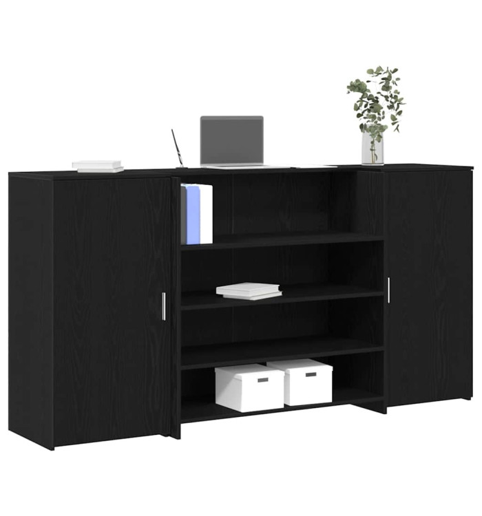 Bureau de réception chêne noir 200x50x103,5cm bois d'ingénierie | Mobilier & Déco