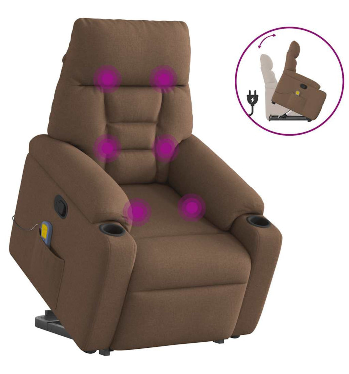 Fauteuil de massage inclinable Marron Tissu | Mobilier & Déco