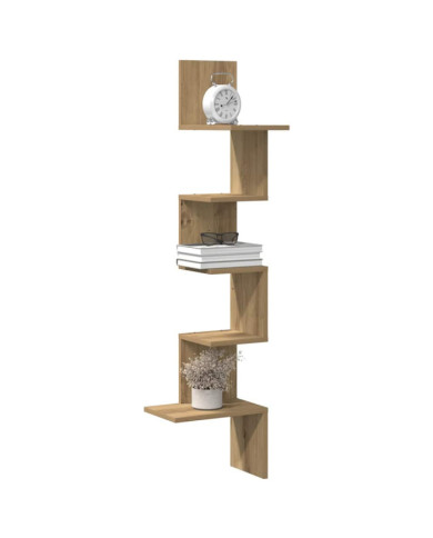 Étagère d'angle murale chêne artisanal 32x32x127,5 cm | Mobilier & Déco