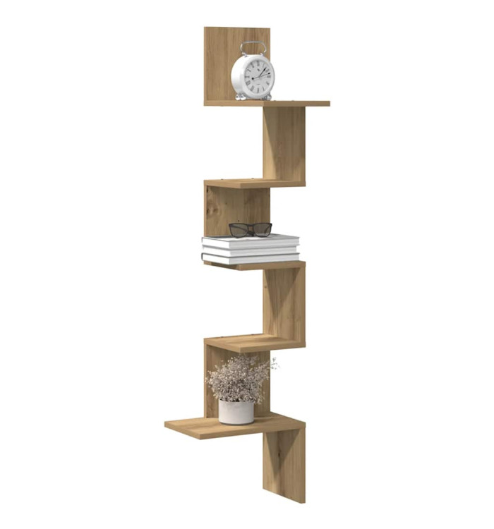Étagère d'angle murale chêne artisanal 32x32x127,5 cm | Mobilier & Déco