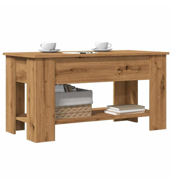 Table basse chêne artisanal 101x49x52 cm bois d'ingénierie | Mobilier & Déco
