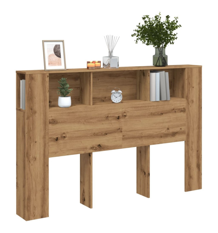 Armoire de tête de lit chêne artisanal 160x18,5x103,5 cm | Mobilier & Déco