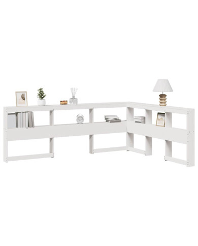 Tête de lit de bibliothèque en forme de L bois massif de pin | Mobilier & Déco