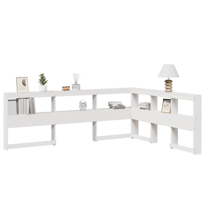 Tête de lit de bibliothèque en forme de L bois massif de pin | Mobilier & Déco