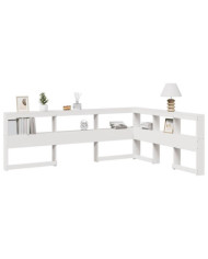 Tête de lit de bibliothèque en forme de L bois massif de pin | Mobilier & Déco