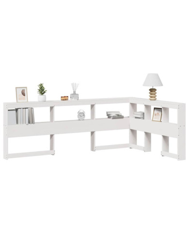 Tête de lit de bibliothèque en forme de L bois massif de pin | Mobilier & Déco